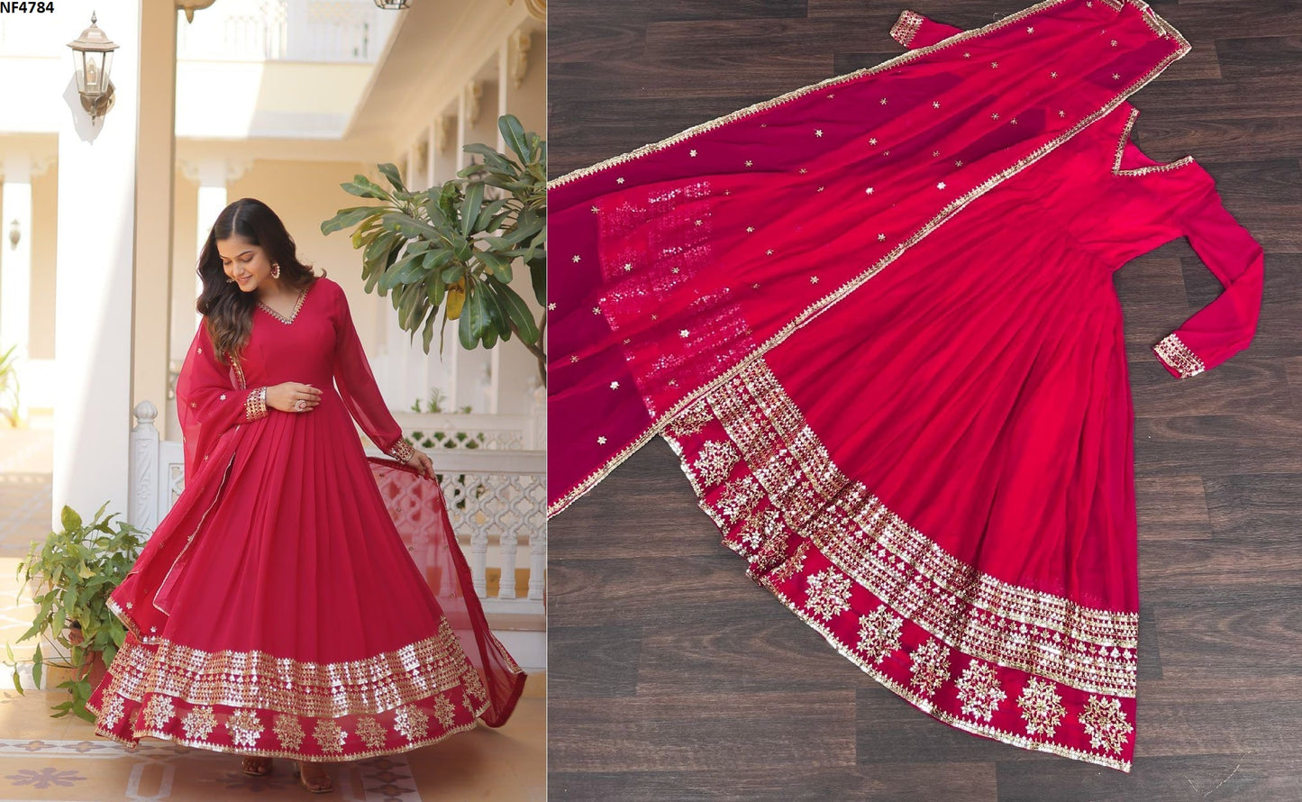 Nf4784 Vmk. Gown Dupatta Set