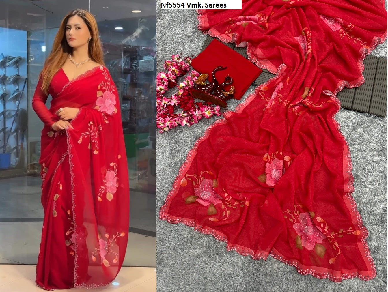 Nf5554 Swrovski Diamond Work Vmk. Sarees