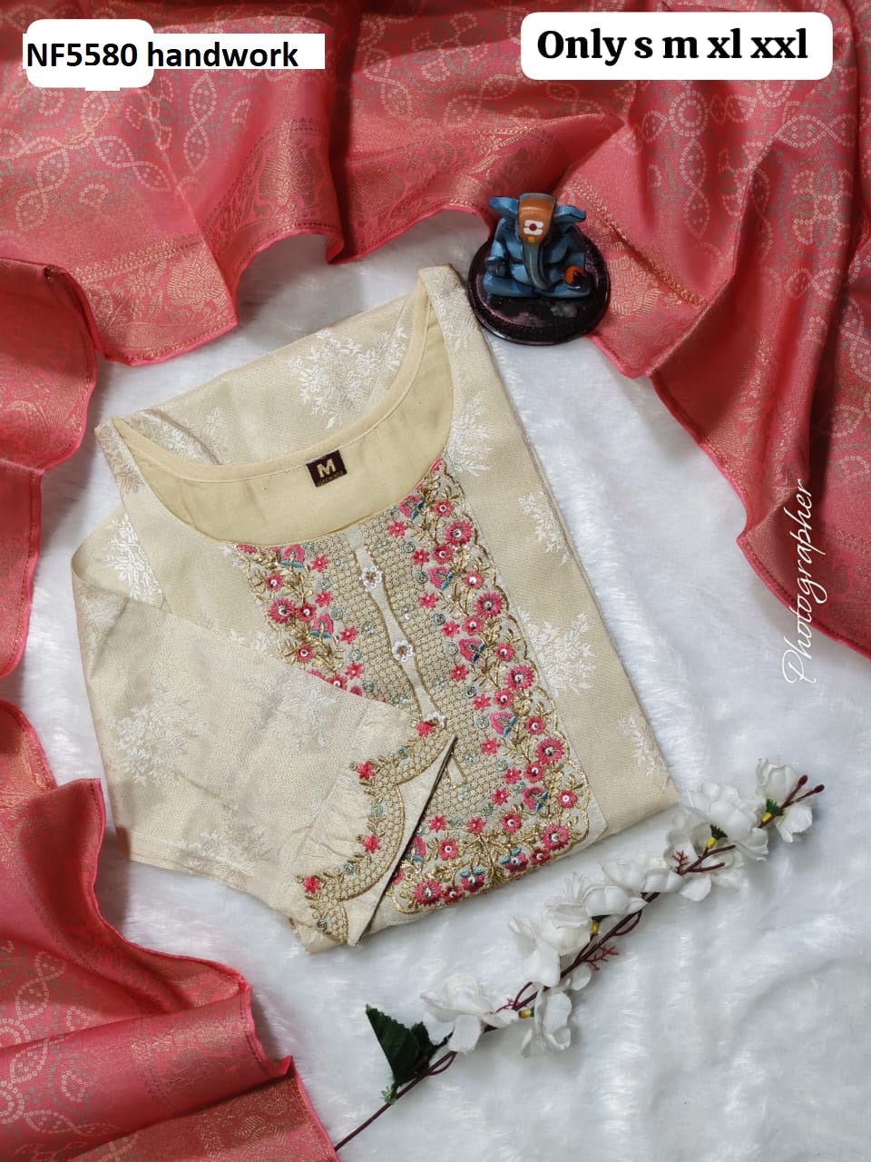 Nf5580 Handwork Vmk. Kurti Dupatta Set