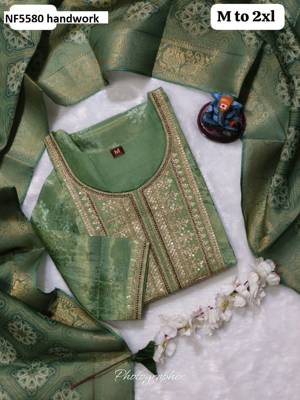 Nf5580 Handwork Vmk. Kurti Dupatta Set