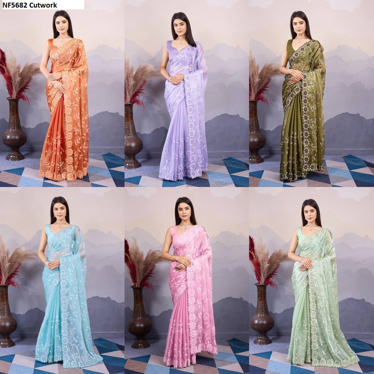 Nf5682 Cutwork Vmk. Sarees