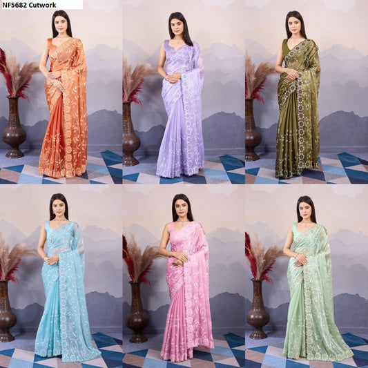 Nf5682 Cutwork Vmk. Sarees