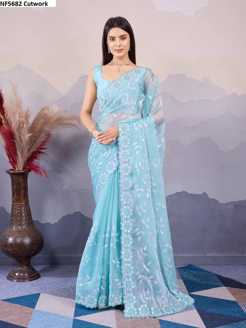 Nf5682 Cutwork Vmk. Sarees