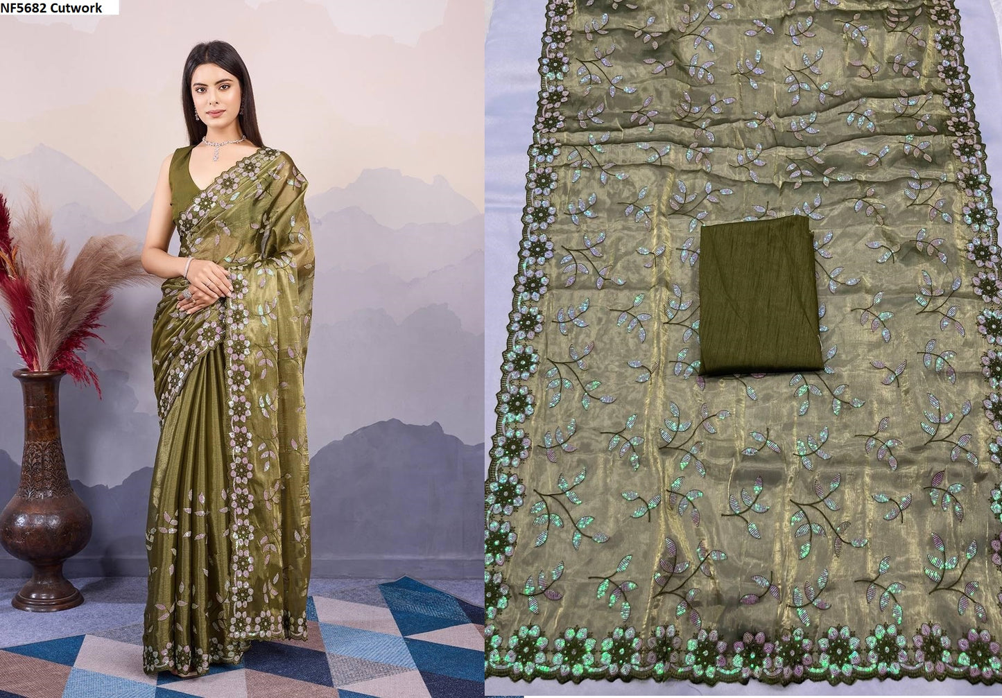 Nf5682 Cutwork Vmk. Sarees