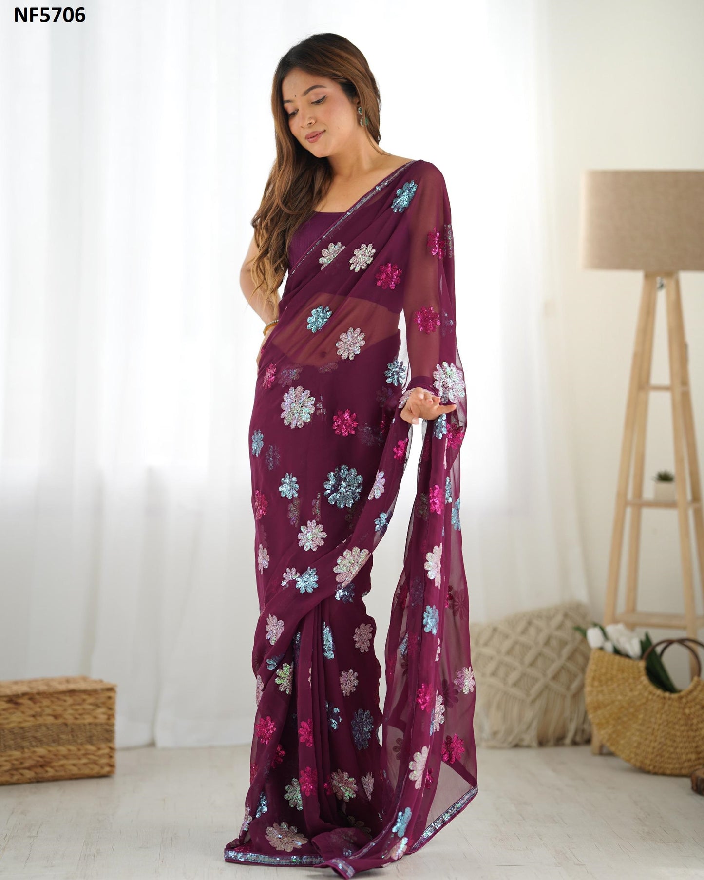 Nf5706 Vmk. Sequence Work Sarees