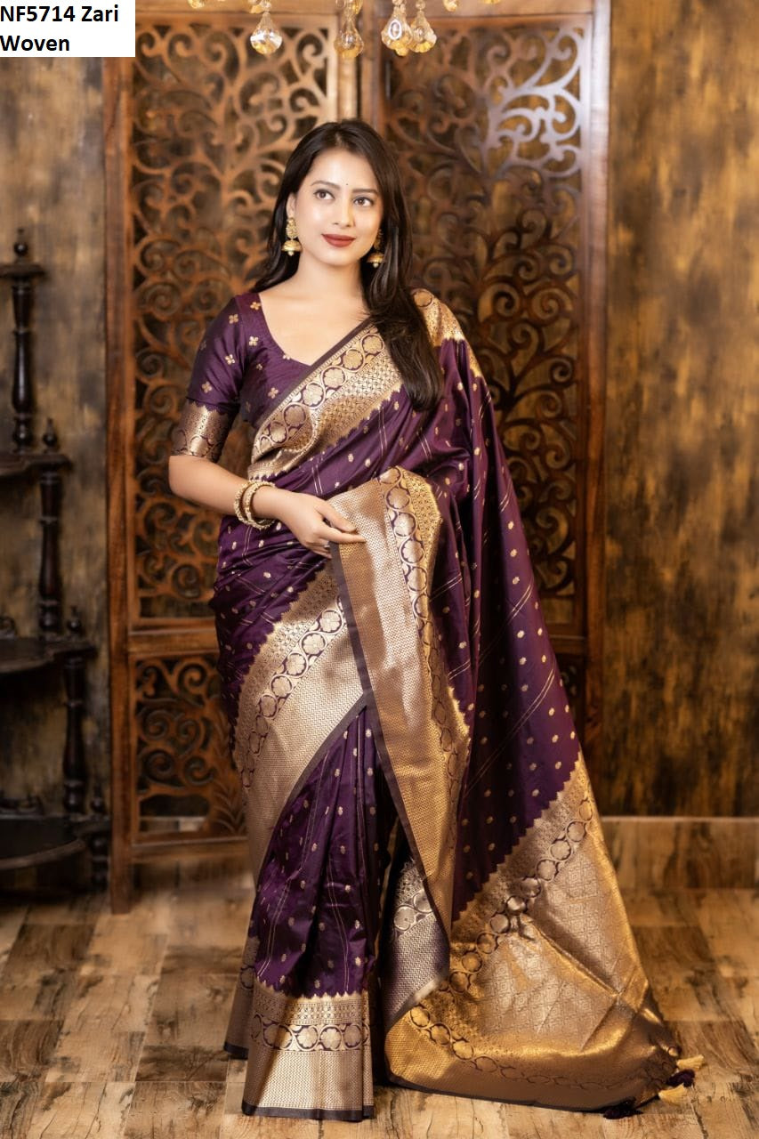 Nf5714 Zari Woven Vmk. Sarees