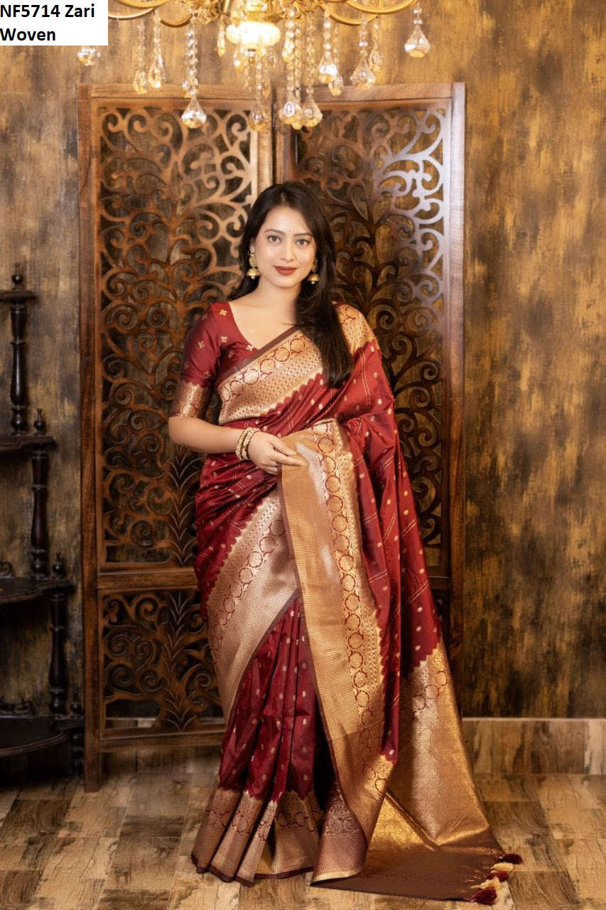 Nf5714 Zari Woven Vmk. Sarees