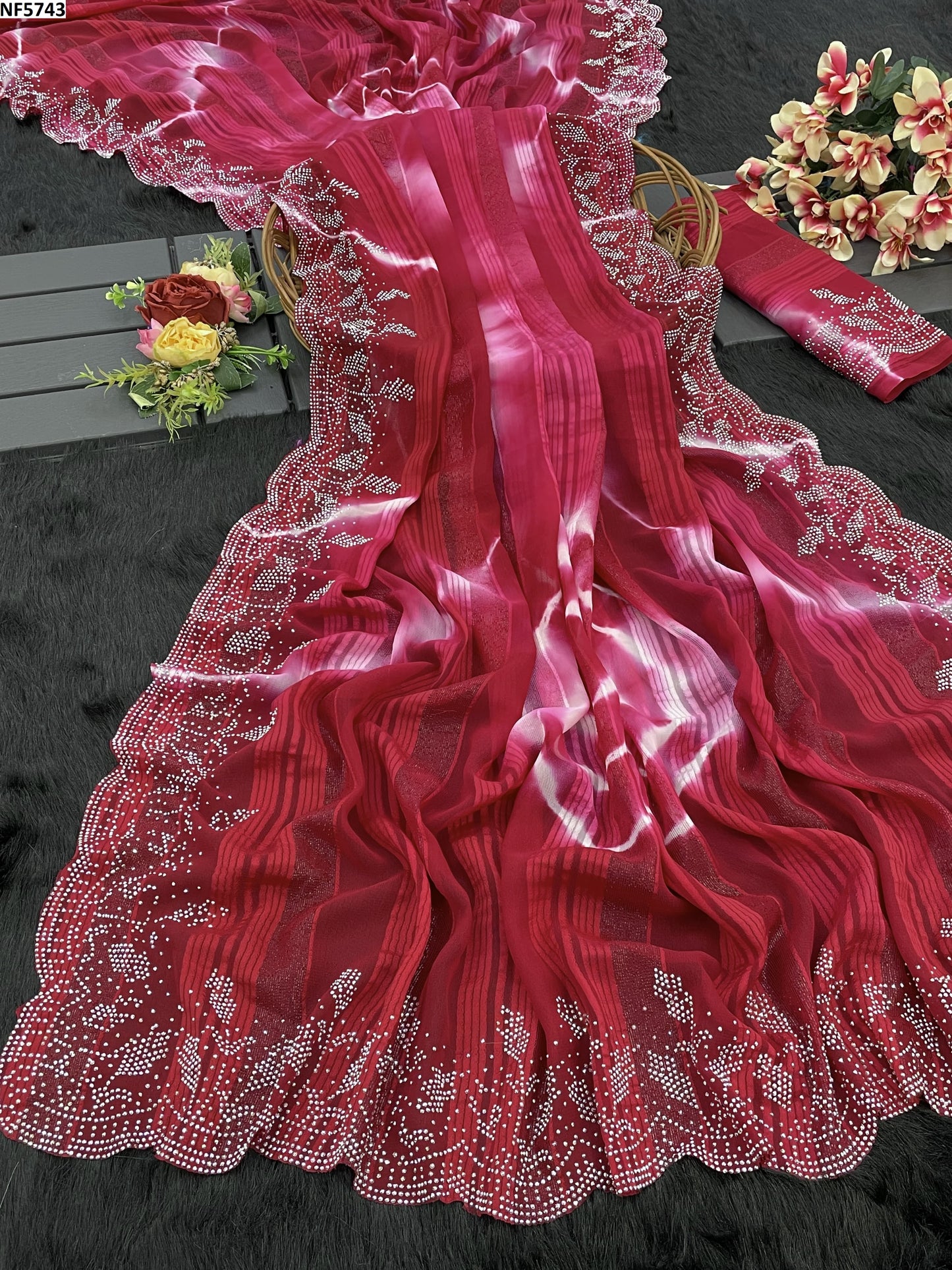 Nf5743 Vmk. Swarovski Diamond Sarees