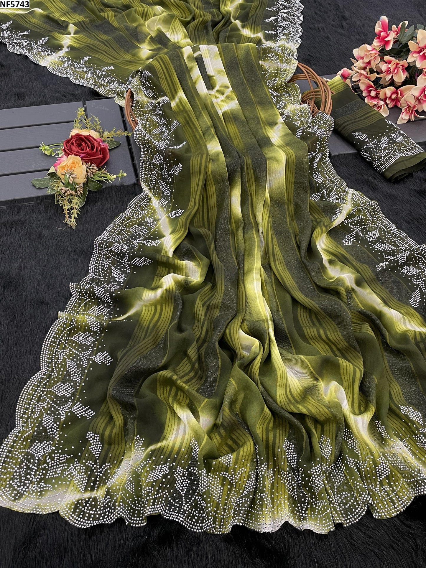 Nf5743 Vmk. Swarovski Diamond Sarees