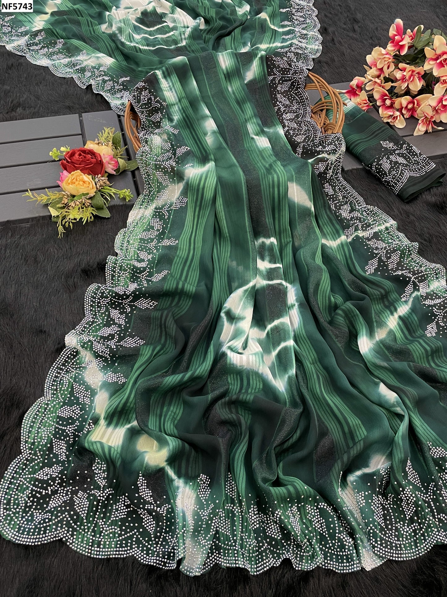 Nf5743 Vmk. Swarovski Diamond Sarees