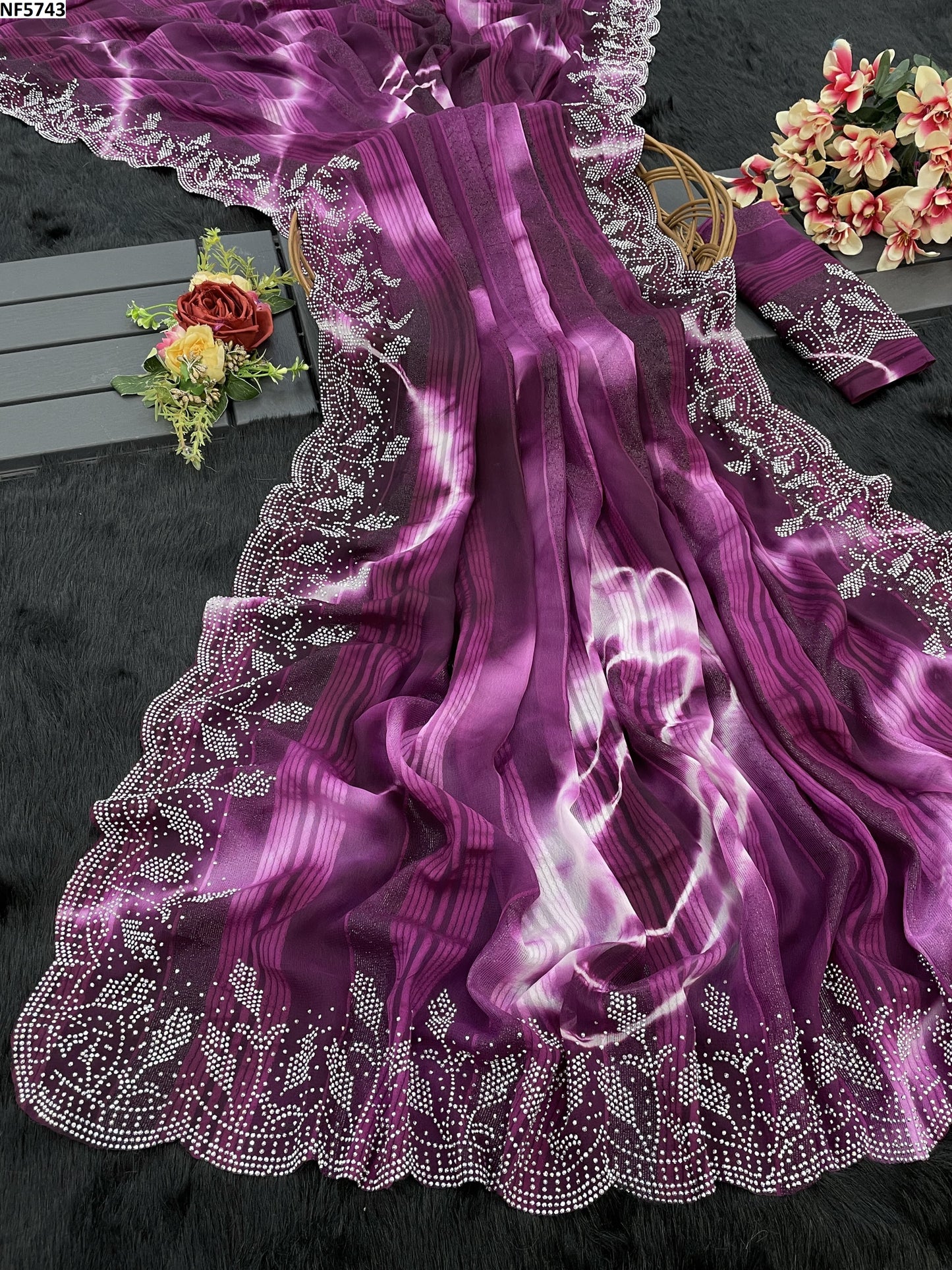 Nf5743 Vmk. Swarovski Diamond Sarees