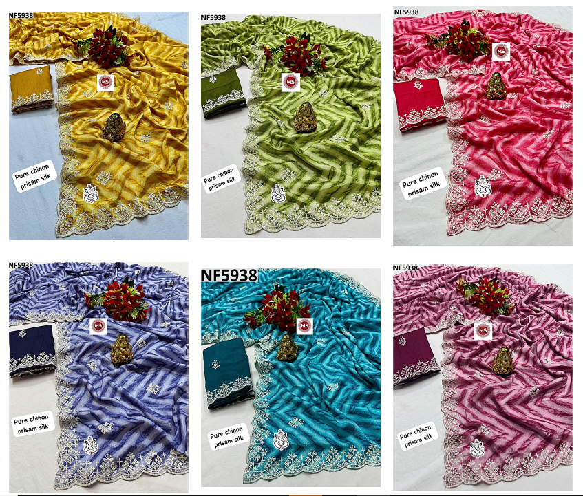 Nf5931 Vmk. Multi Embroidery Sarees