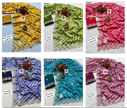 Nf5931 Vmk. Multi Embroidery Sarees