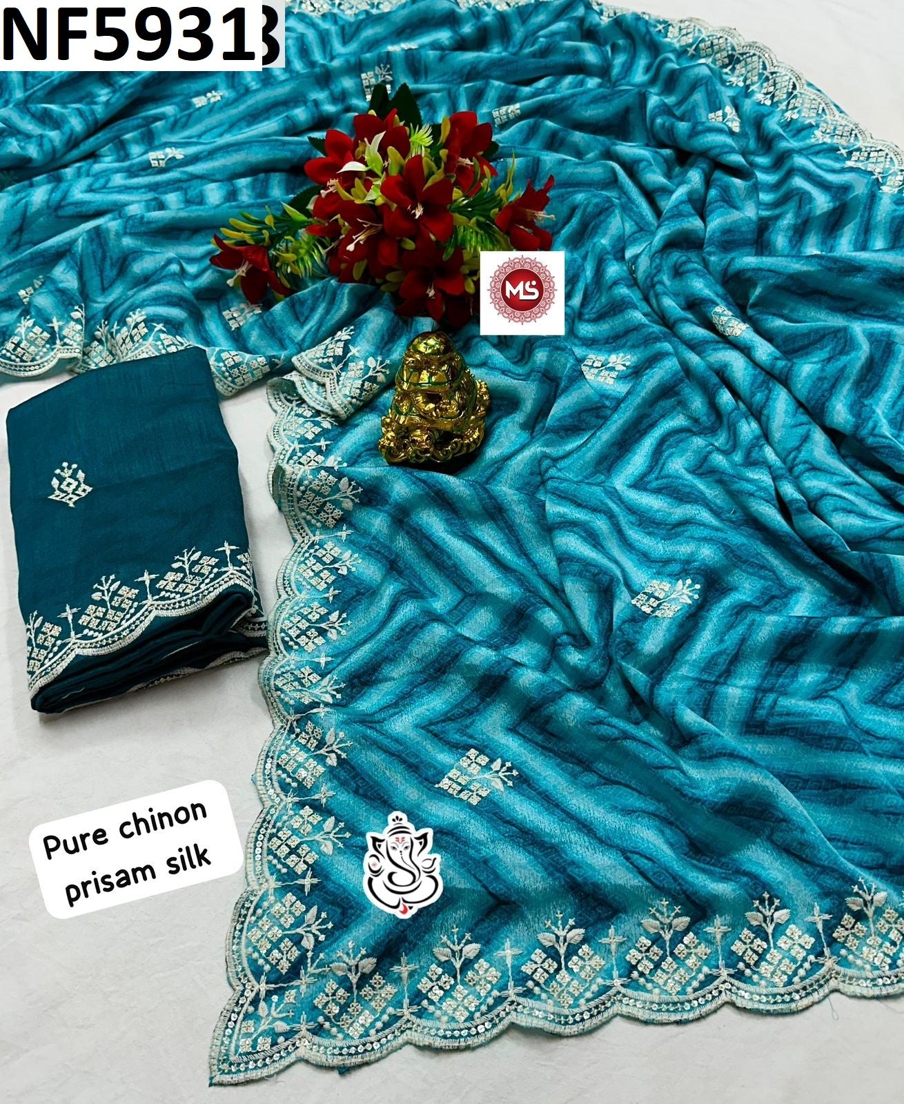 Nf5931 Vmk. Multi Embroidery Sarees