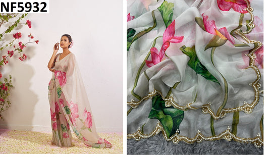 Nf5932 Vmk. Floral Print Sarees