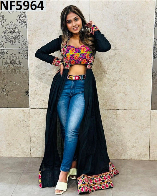 Nf5964 Vmk. Printed Navratri Shrug Blouse