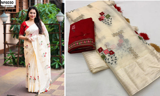 Nf6030 Vmk. Off White Sarees