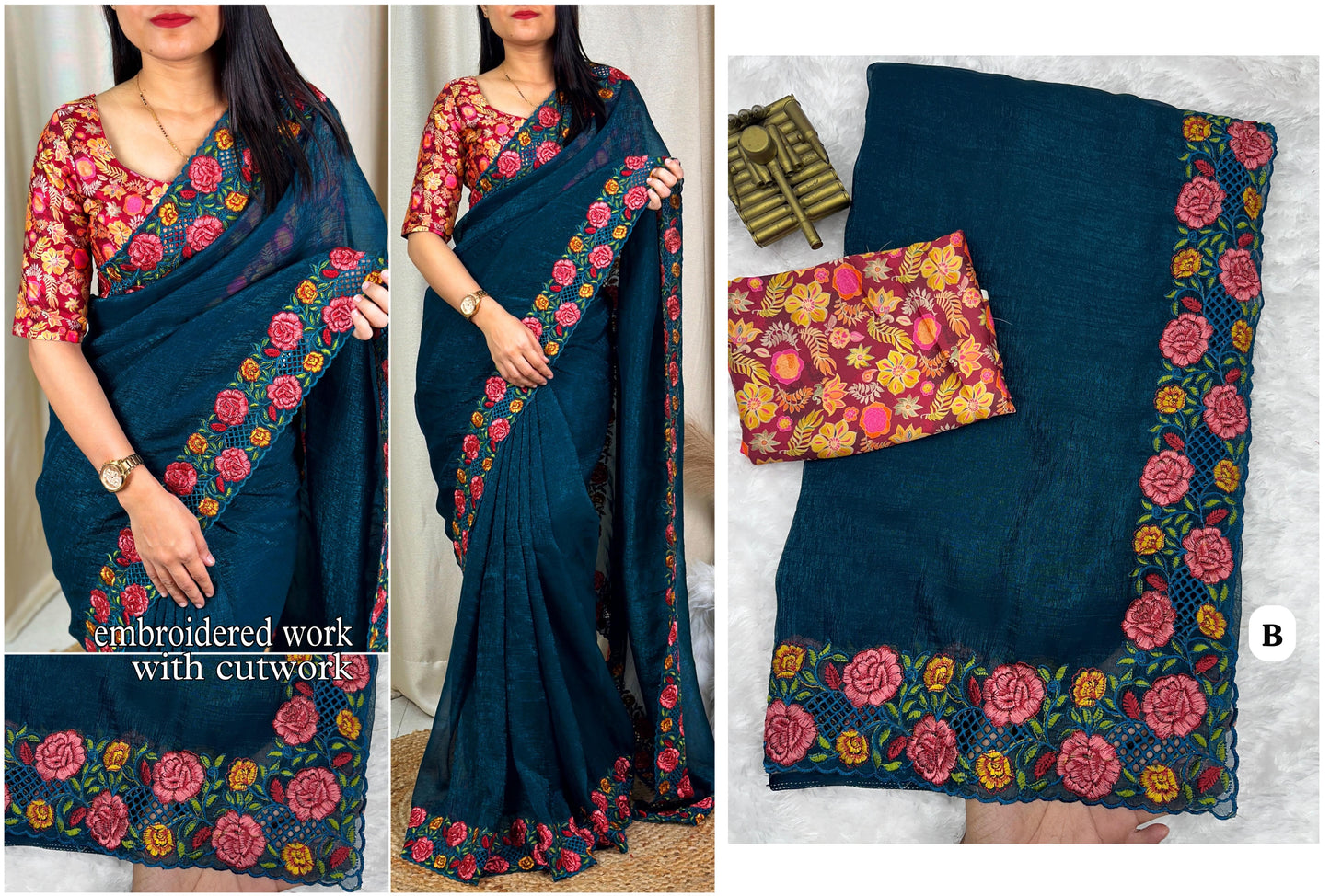 Nf6034 Vmk. Embroidered Work Sarees