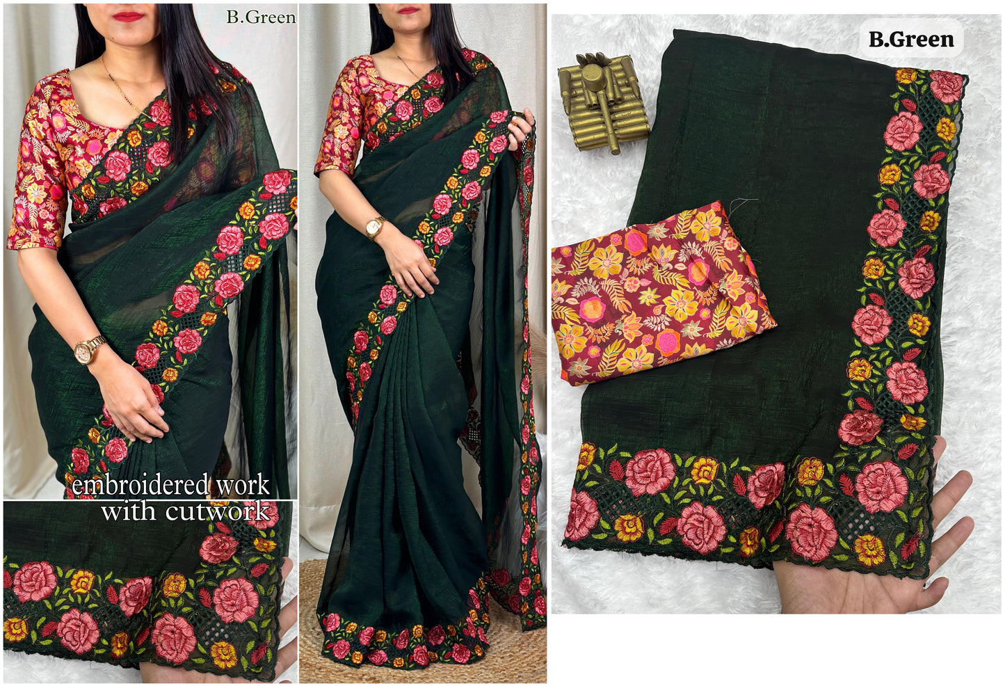 Nf6034 Vmk. Embroidered Work Sarees