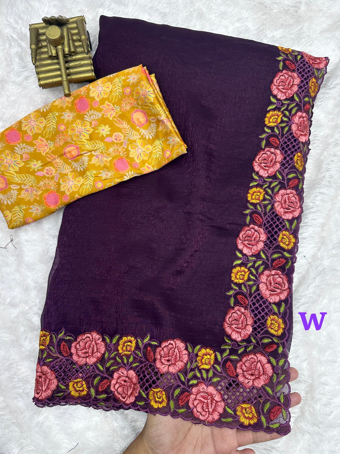 Nf6034 Vmk. Embroidered Work Sarees