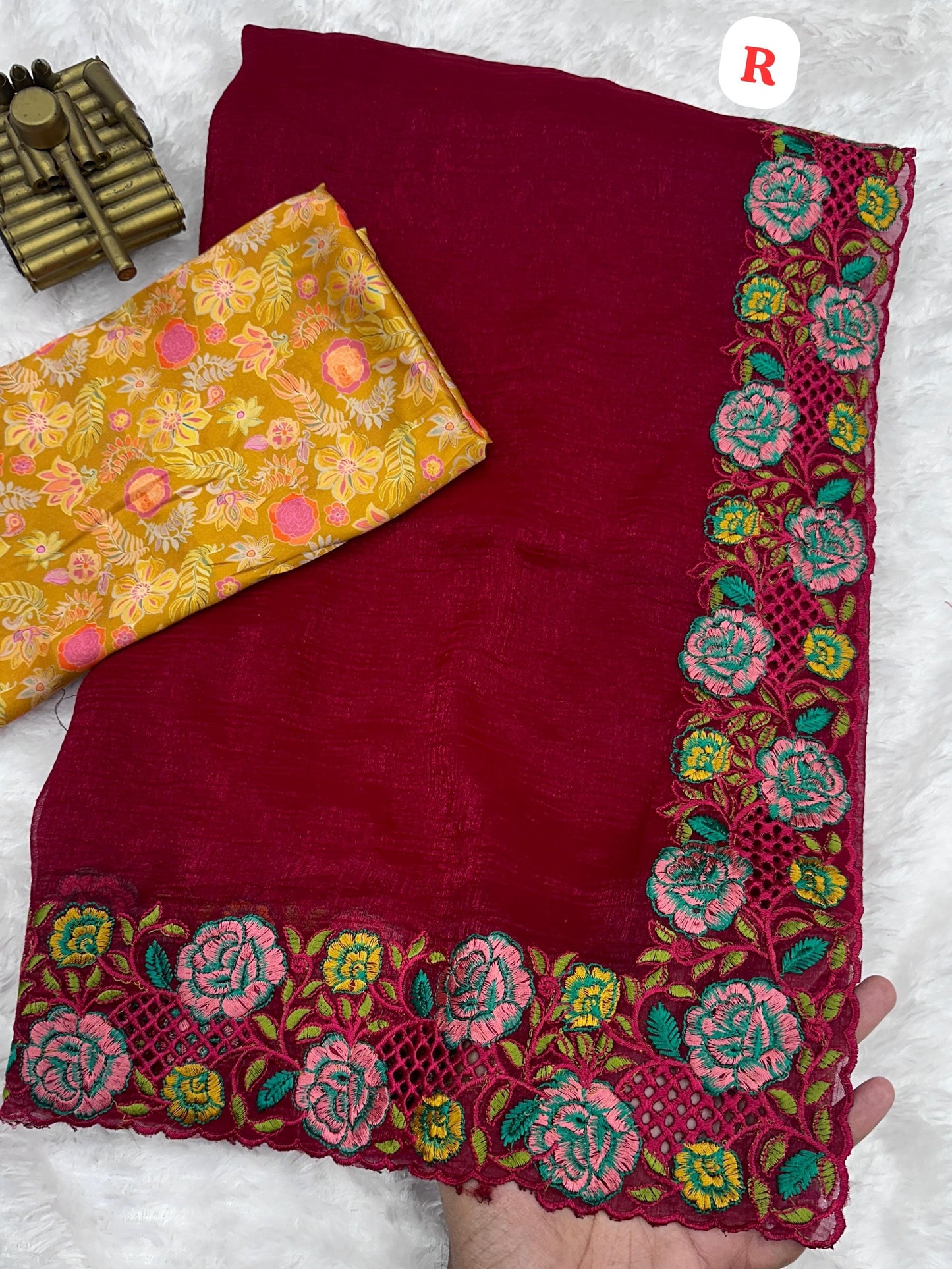 Nf6034 Vmk. Embroidered Work Sarees