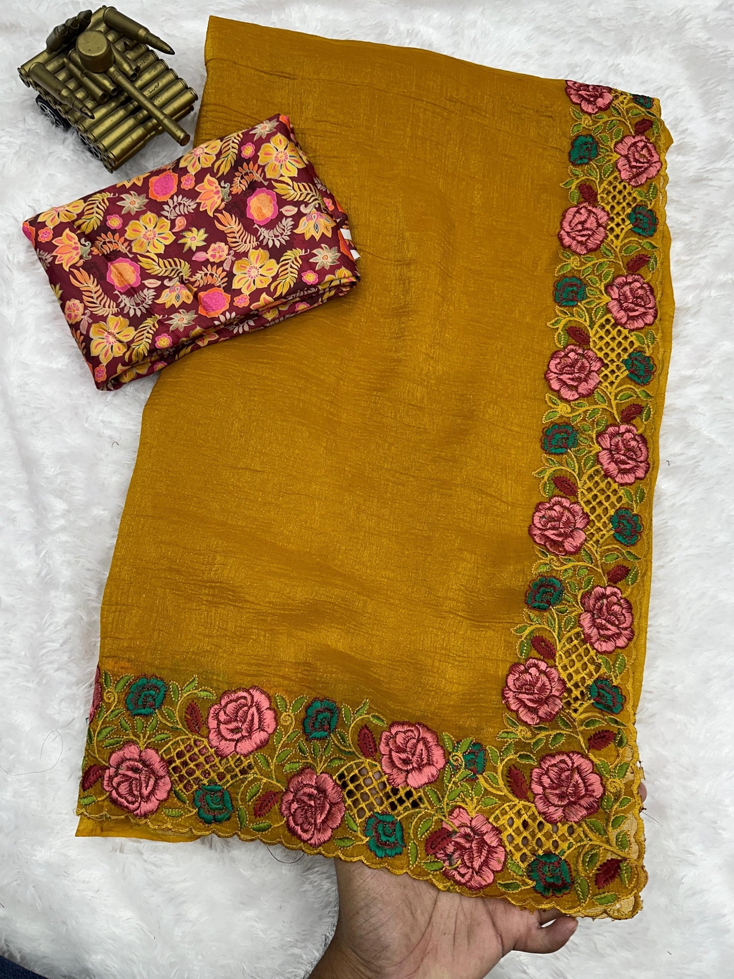 Nf6034 Vmk. Embroidered Work Sarees