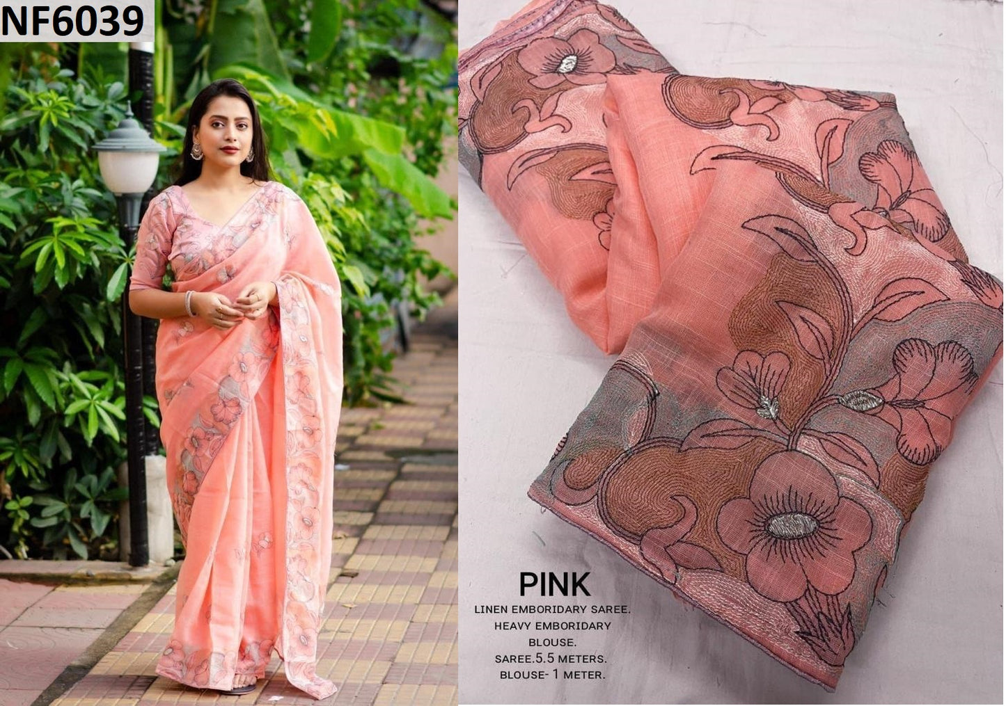 Nf6039 Vmk. Linen Sarees