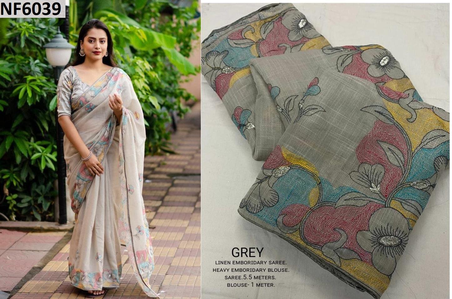 Nf6039 Vmk. Linen Sarees