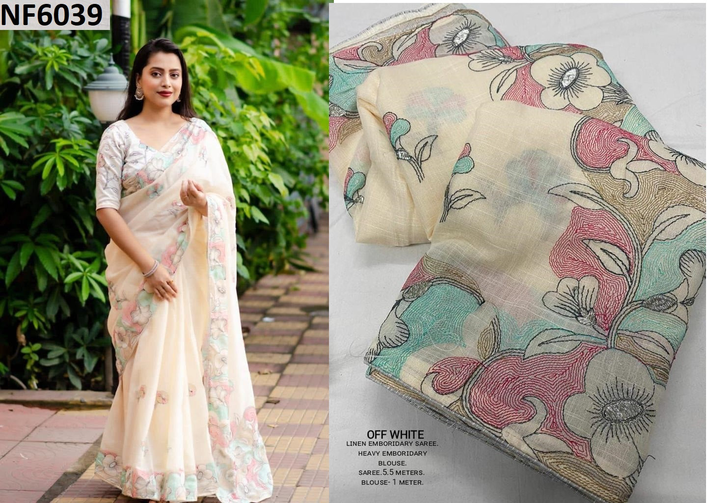 Nf6039 Vmk. Linen Sarees
