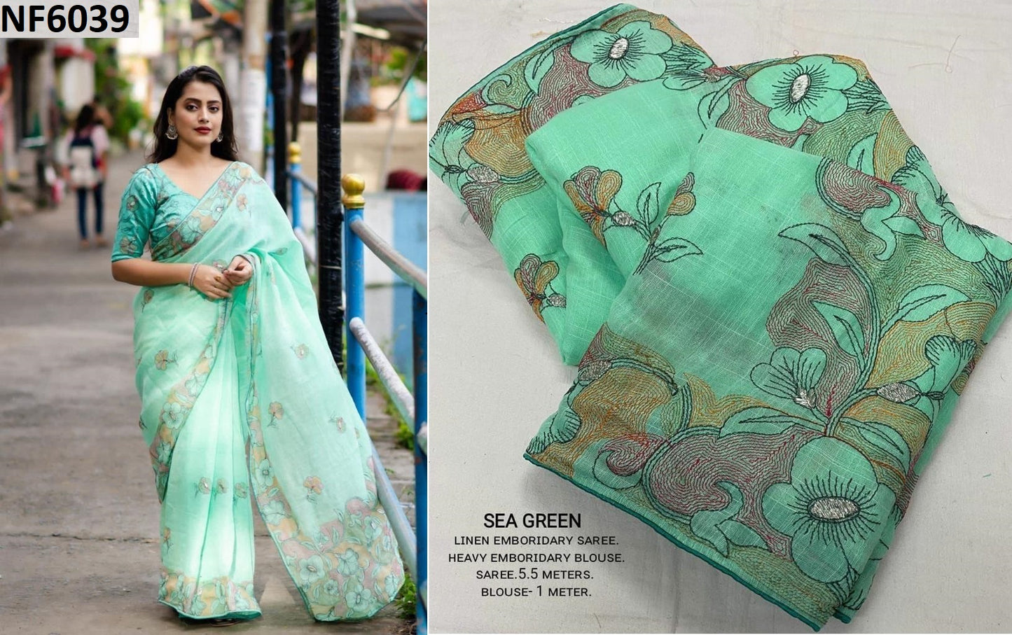 Nf6039 Vmk. Linen Sarees