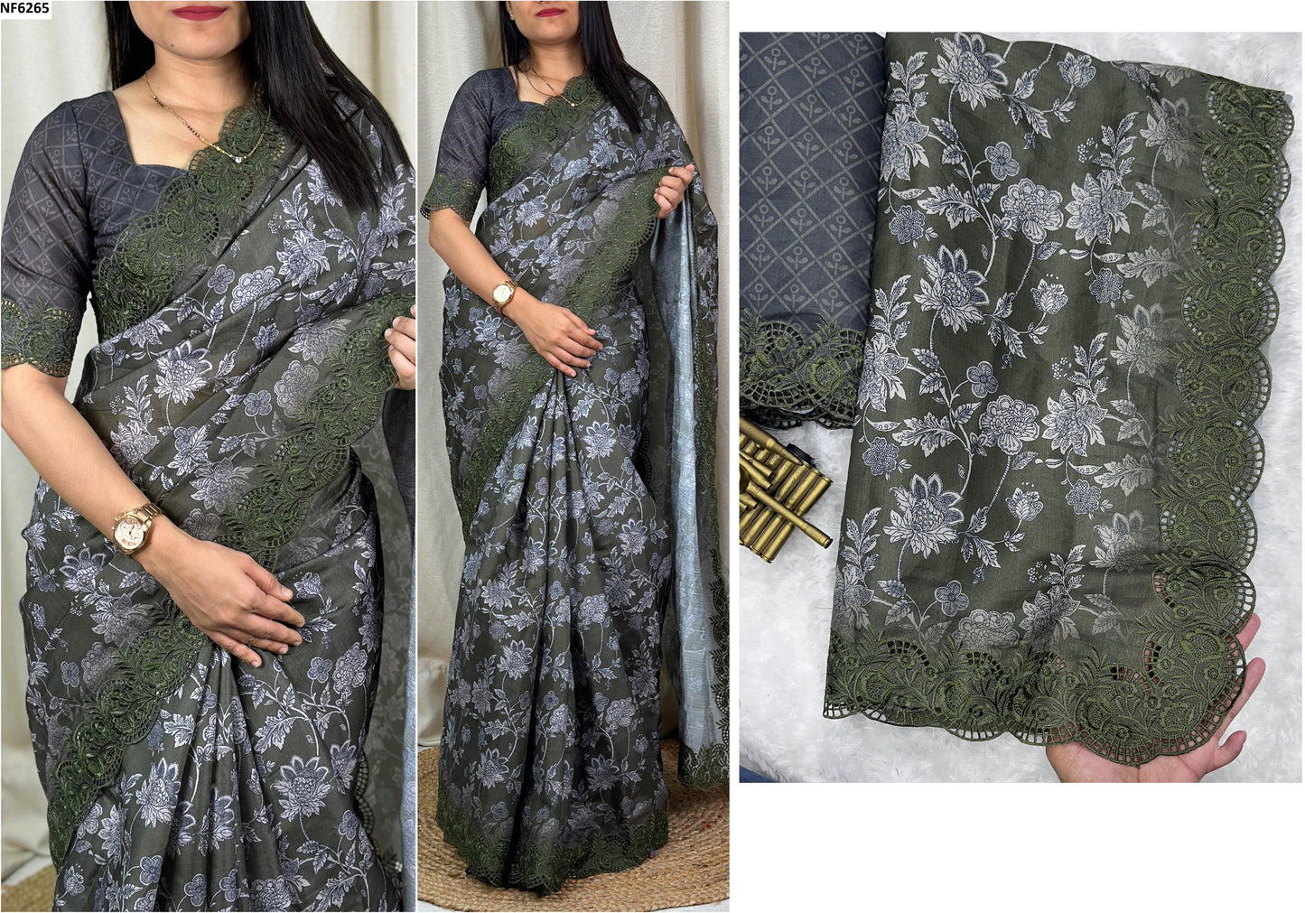 Nf6265 Vmk. Embroidered Sarees