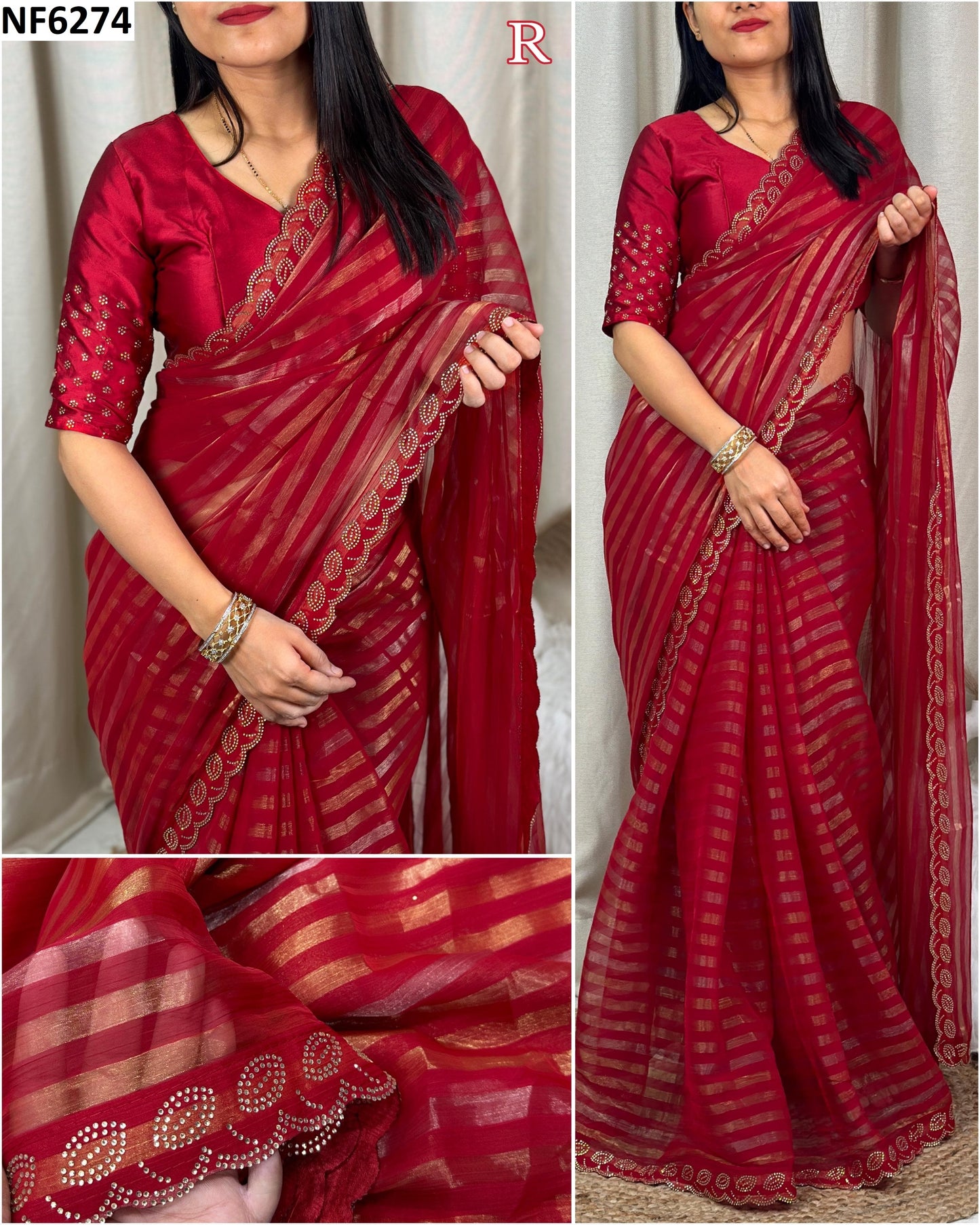 Nf6274 Vmk. Gold Zari Sarees