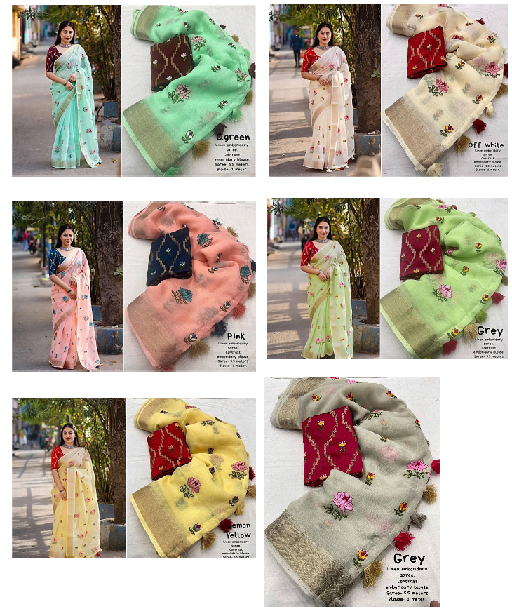 Nf6296 Vmk. Linen Sarees