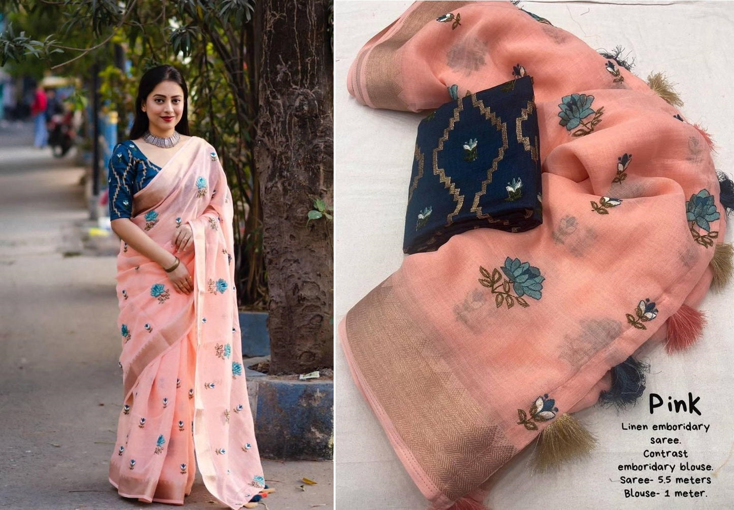 Nf6296 Vmk. Linen Sarees