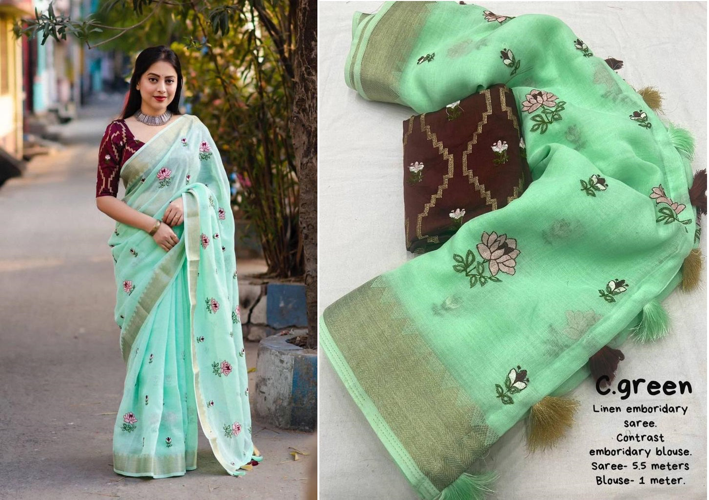 Nf6296 Vmk. Linen Sarees
