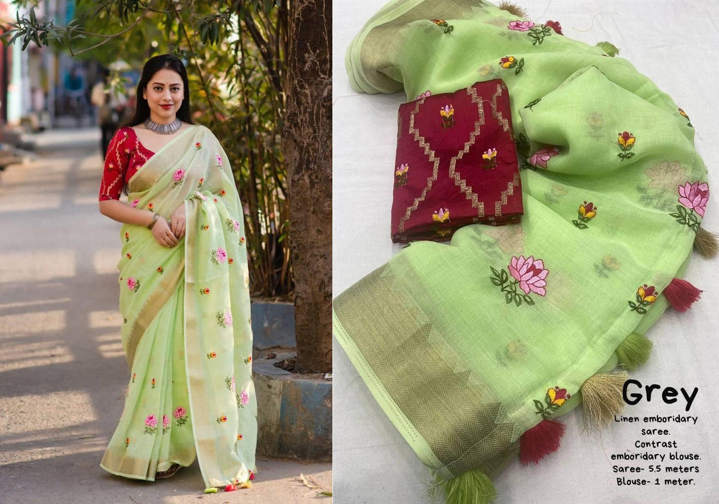 Nf6296 Vmk. Linen Sarees
