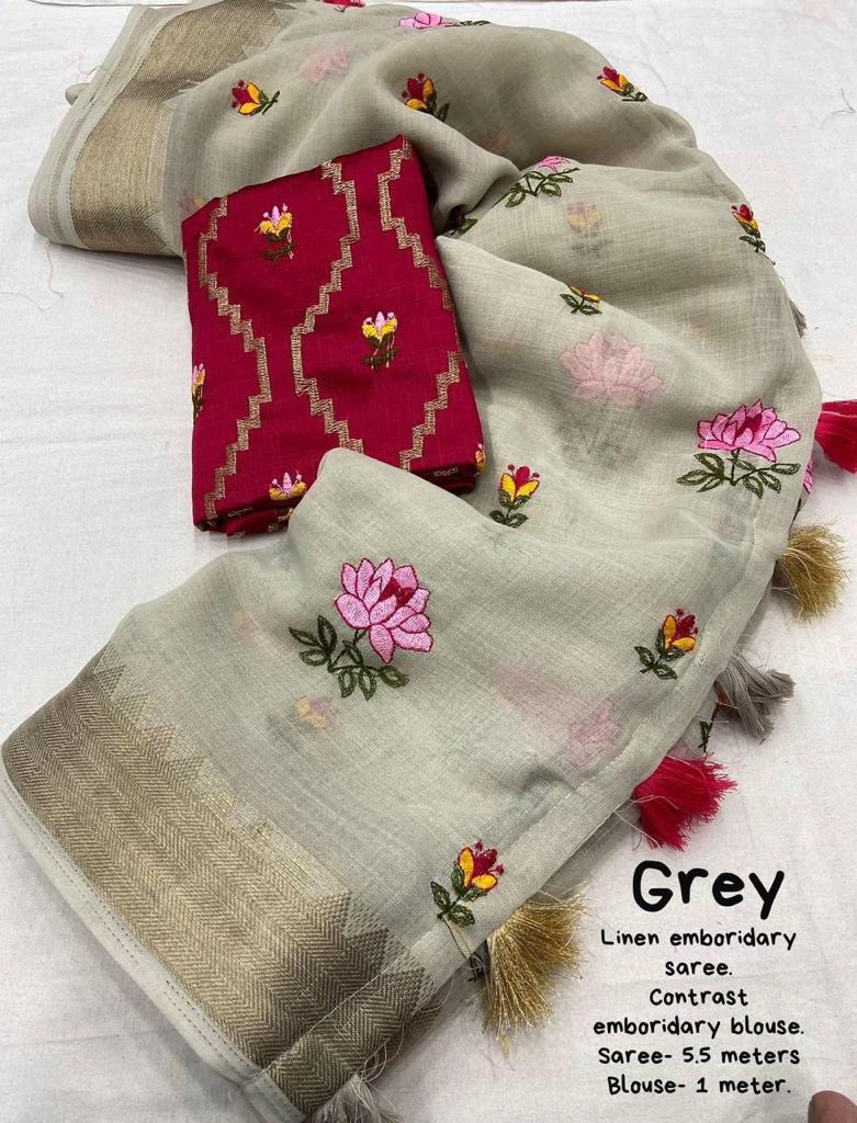 Nf6296 Vmk. Linen Sarees