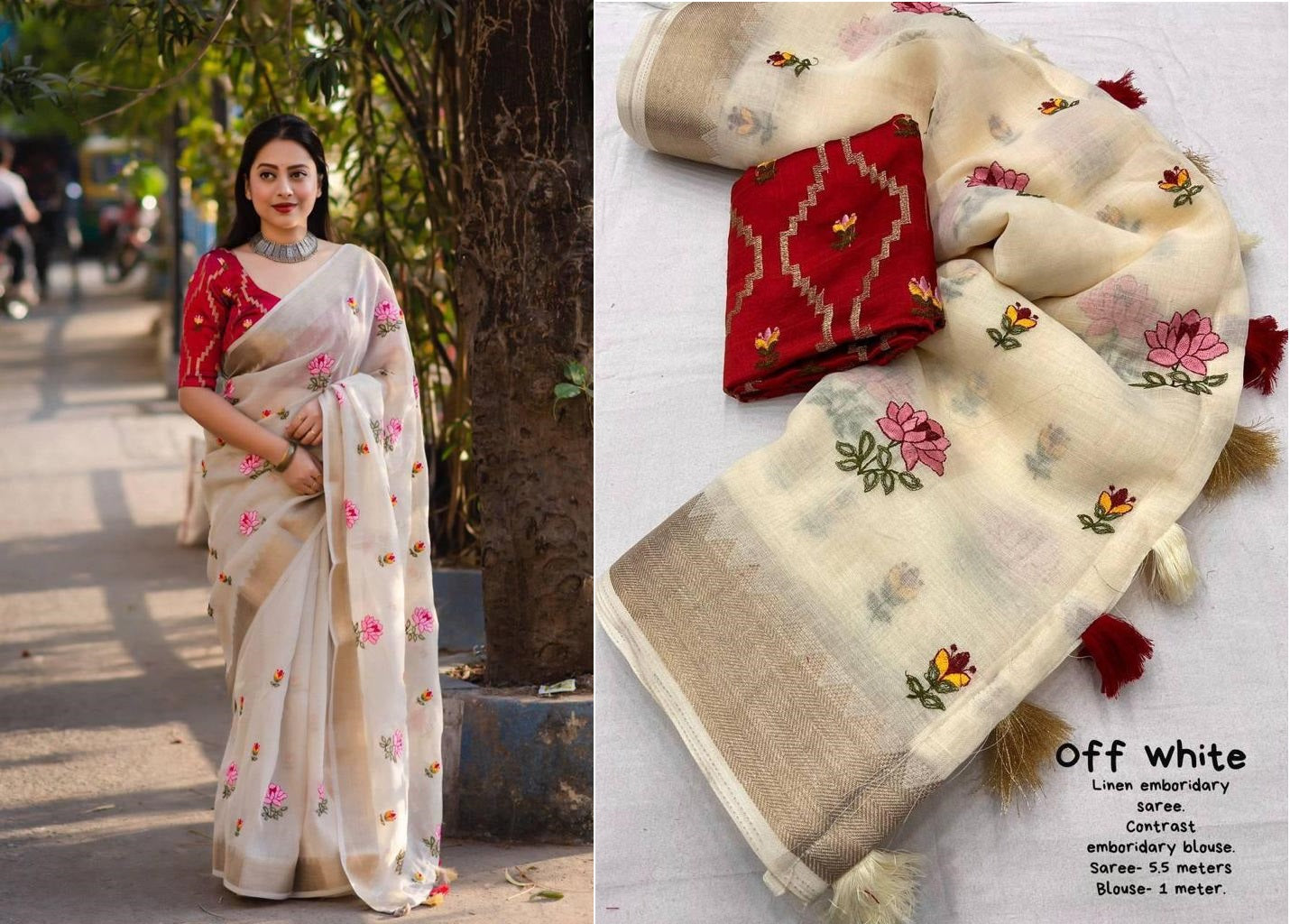 Nf6296 Vmk. Linen Sarees