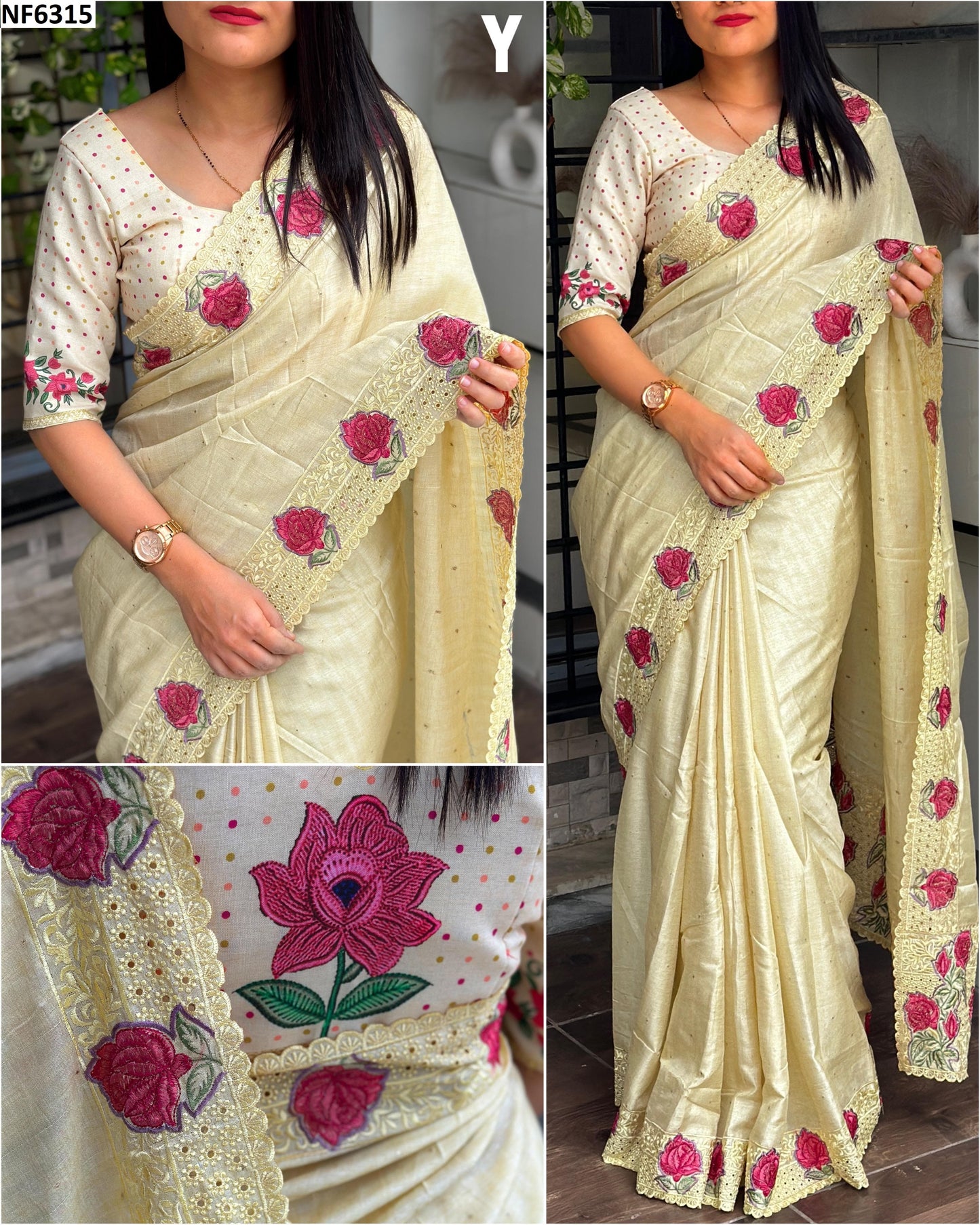 Nf6315 Vmk. Thread Work Sarees