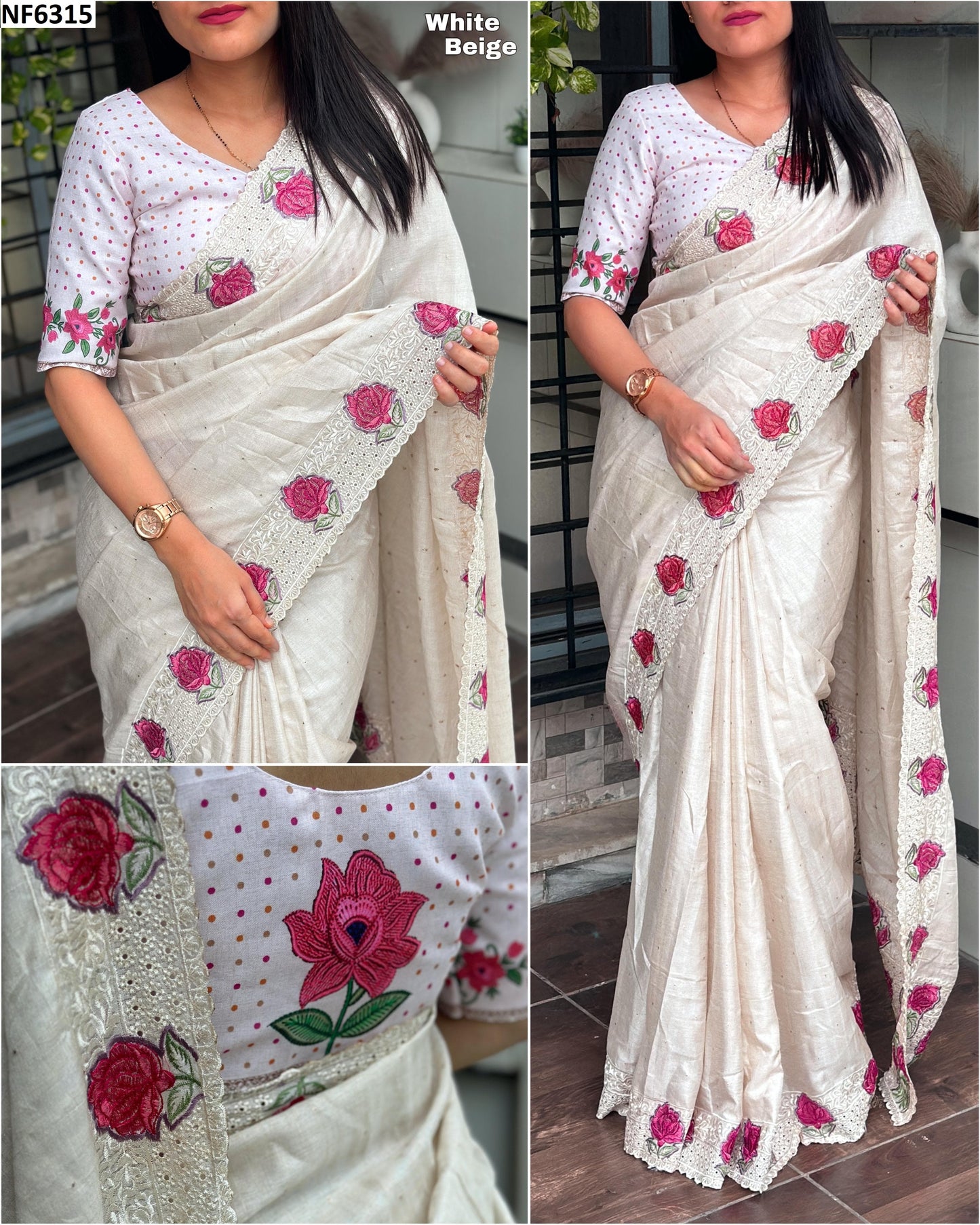 Nf6315 Vmk. Thread Work Sarees