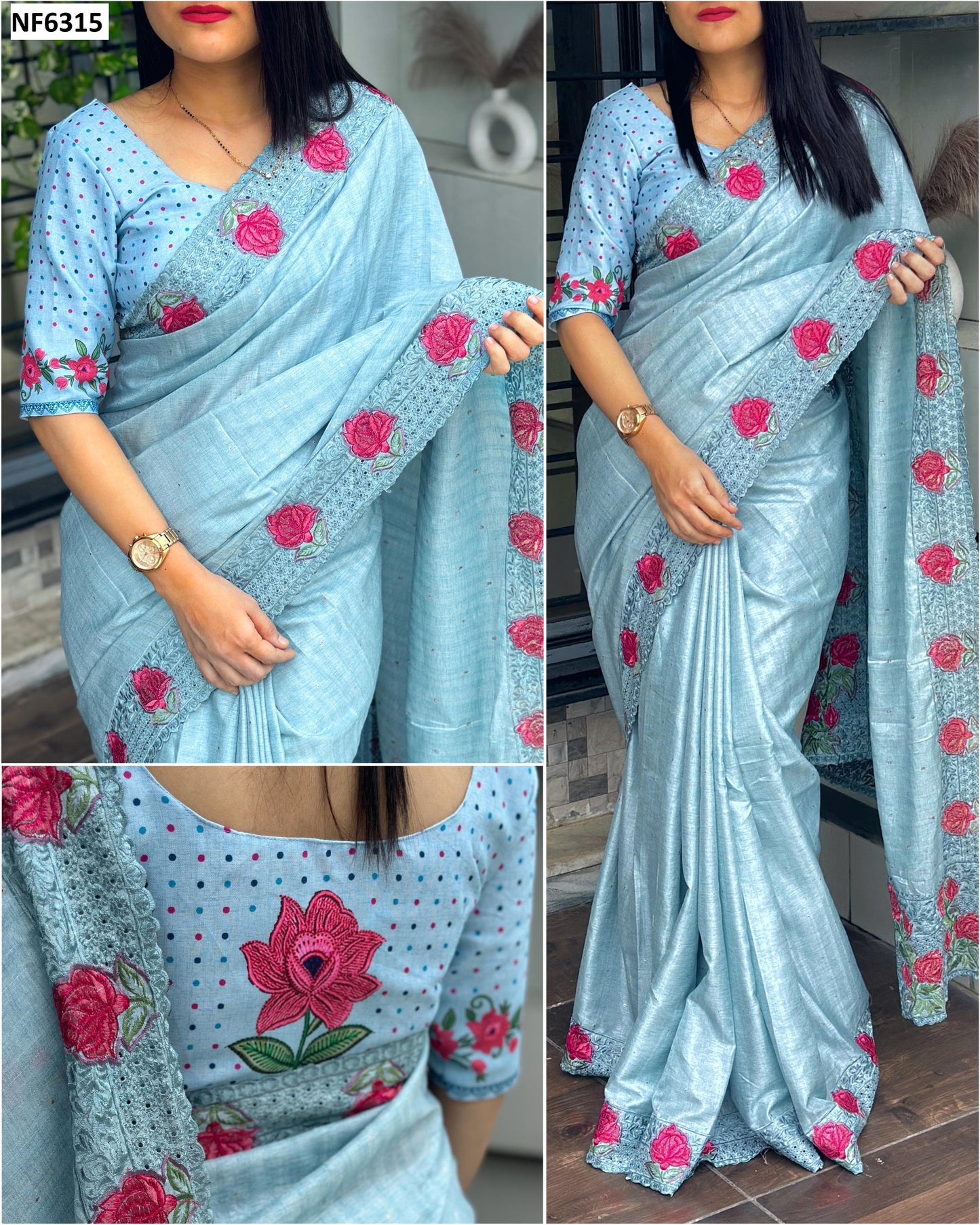 Nf6315 Vmk. Thread Work Sarees