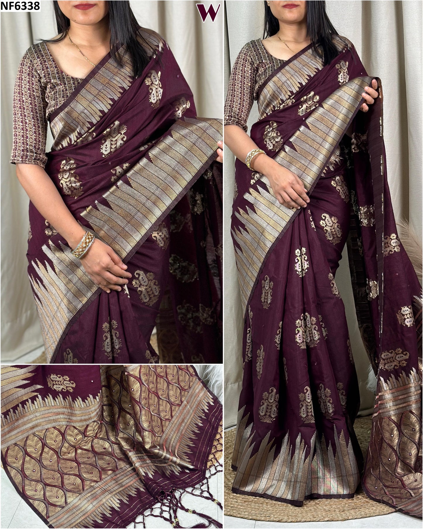 Nf6338 Vmk. Katha Work Sarees