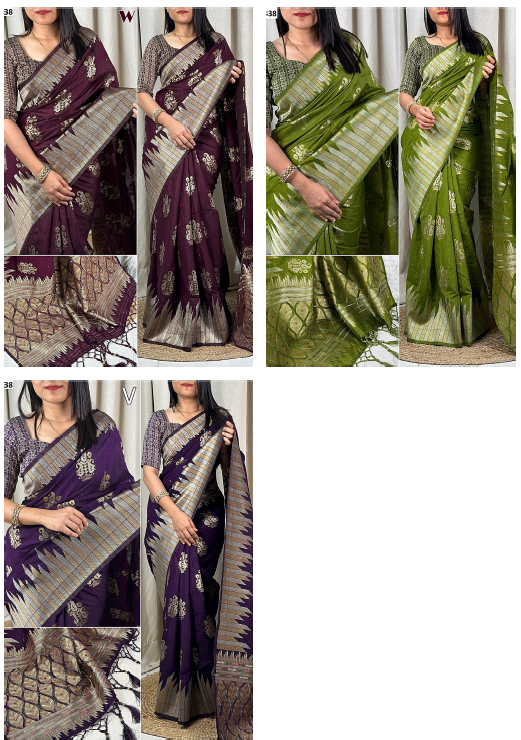 Nf6338 Vmk. Katha Work Sarees