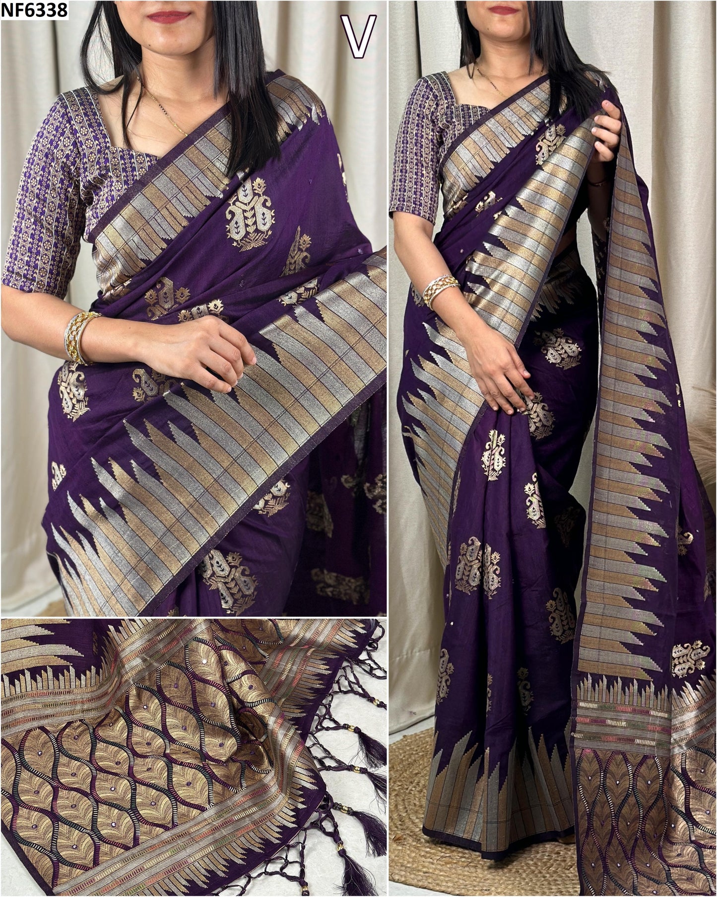 Nf6338 Vmk. Katha Work Sarees
