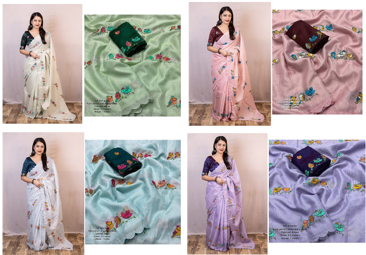 Nf6803 Vmk. Embroidery Work Sarees