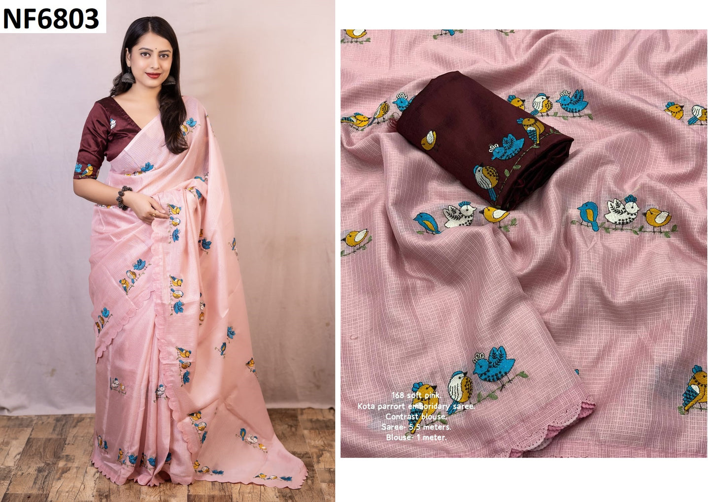 Nf6803 Vmk. Embroidery Work Sarees