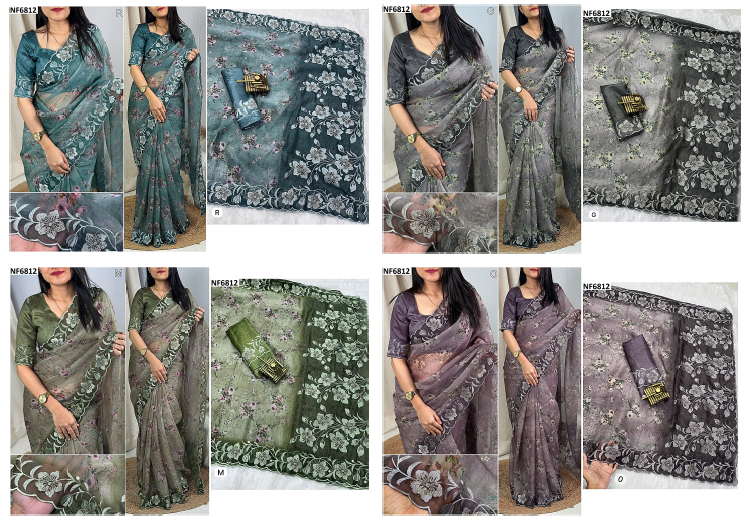 Nf6812 Vmk. Cutwork Sarees