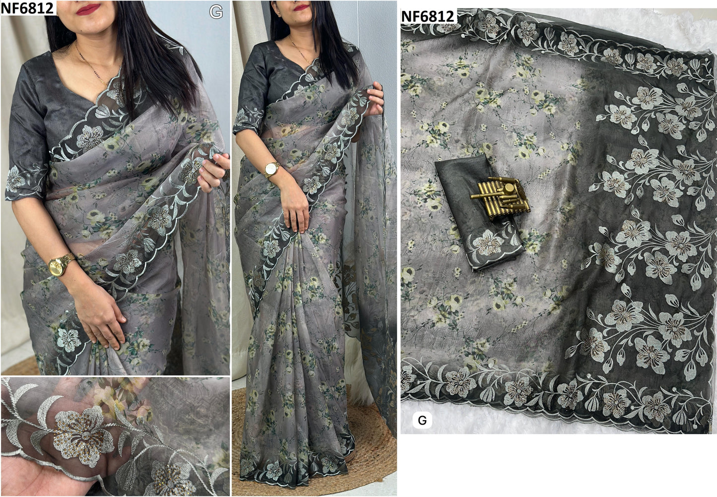 Nf6812 Vmk. Cutwork Sarees