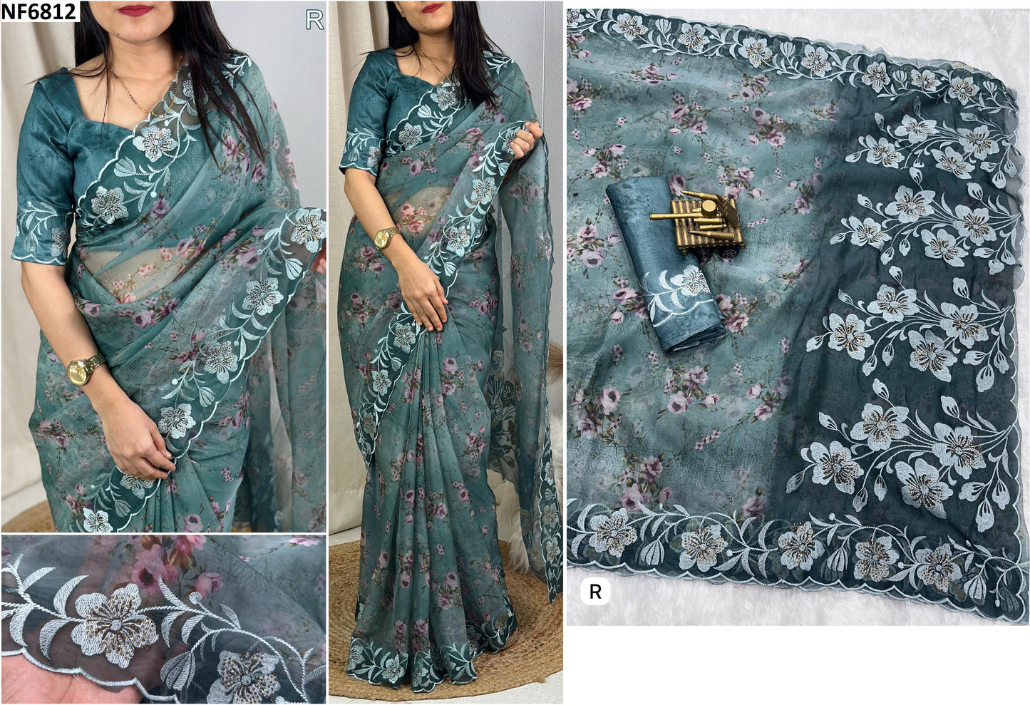 Nf6812 Vmk. Cutwork Sarees