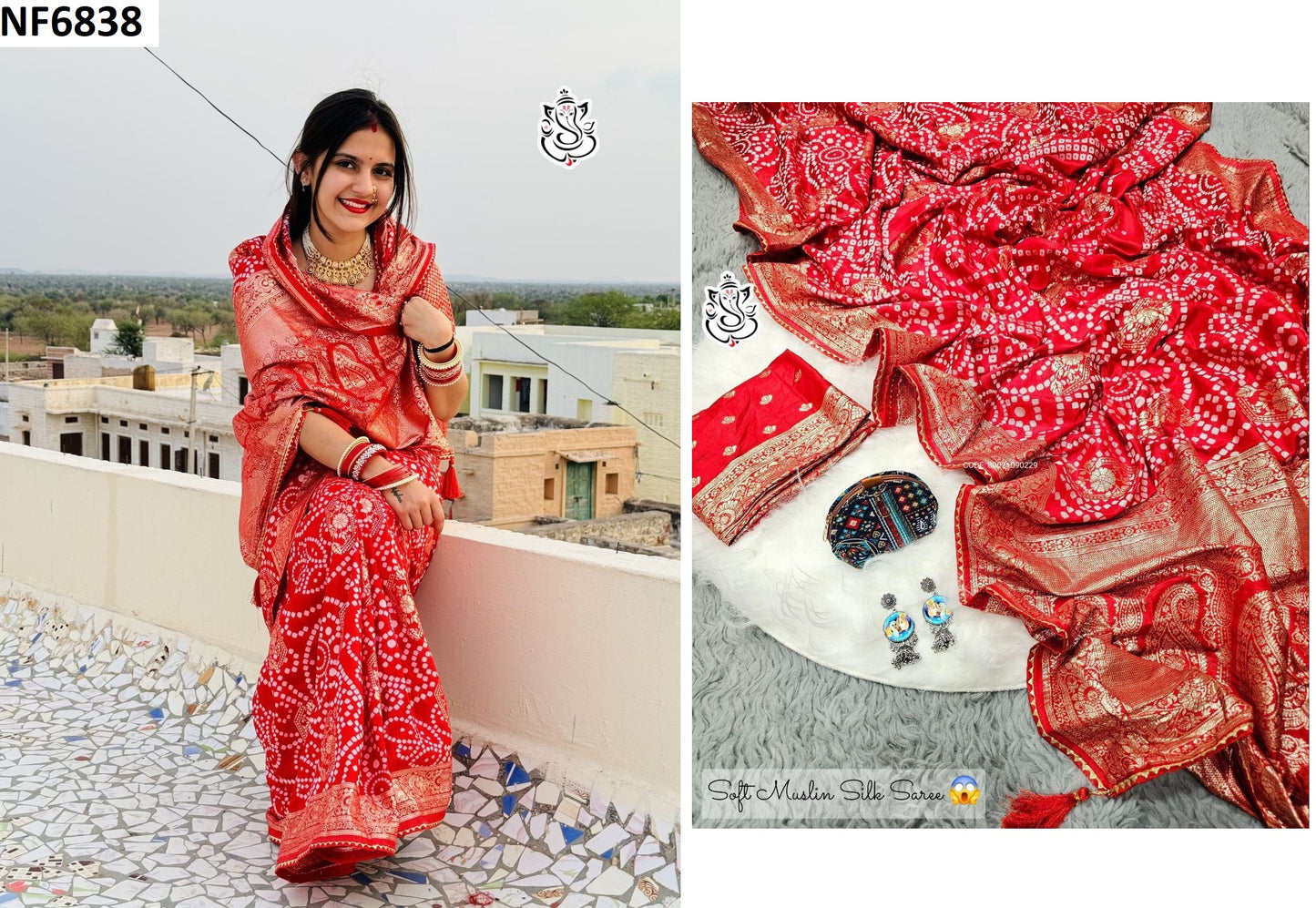 Nf6838 Vmk. Muslin Sarees